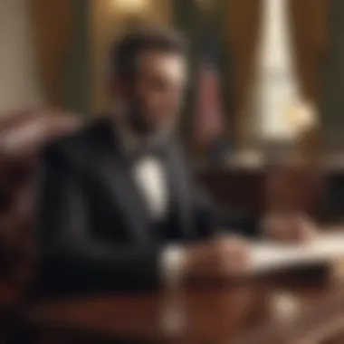 Illustration of Lincoln signing historic legislation