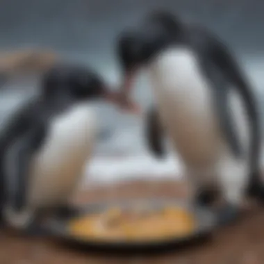 Adelie Penguin Preparing a Meal for Mating Ritual