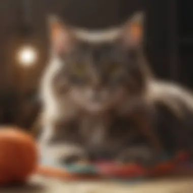 Adorable Cat Playing with Colorful Yarn