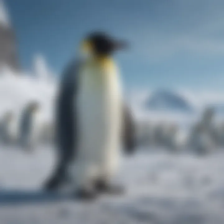 Adorable Emperor Penguin waddling on snowy Antarctic terrain