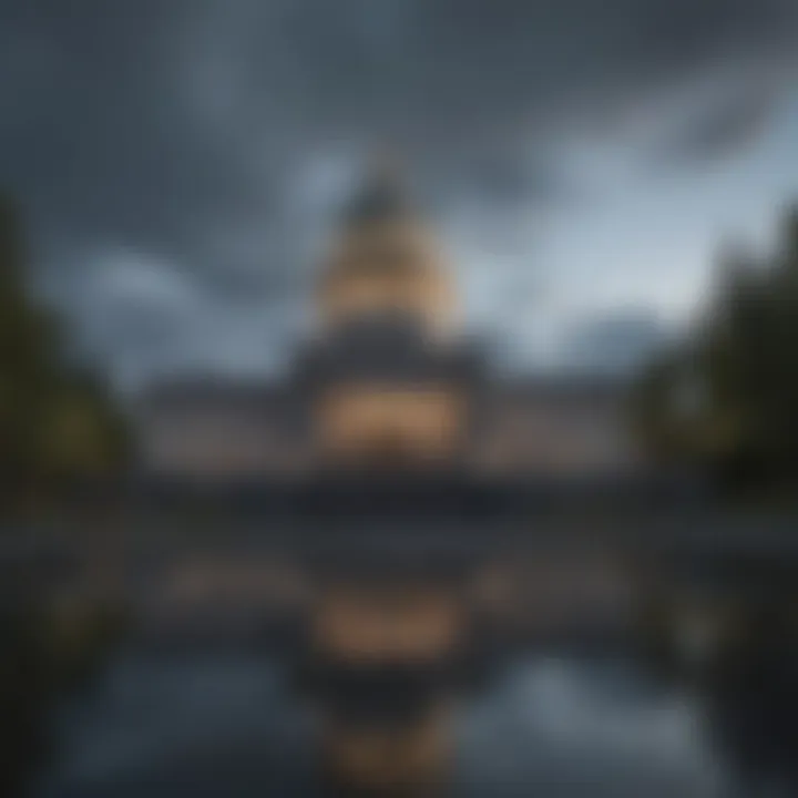 Alaska's state capitol building with a picturesque backdrop