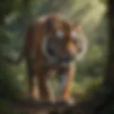 Majestic tiger prowling through dense foliage