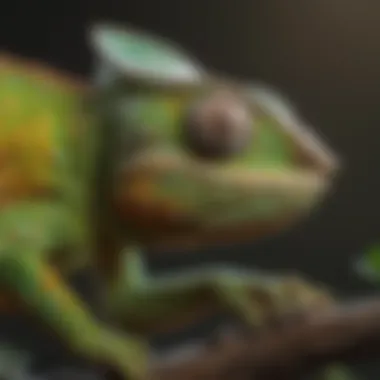 A close-up of a chameleon showcasing its color-changing ability