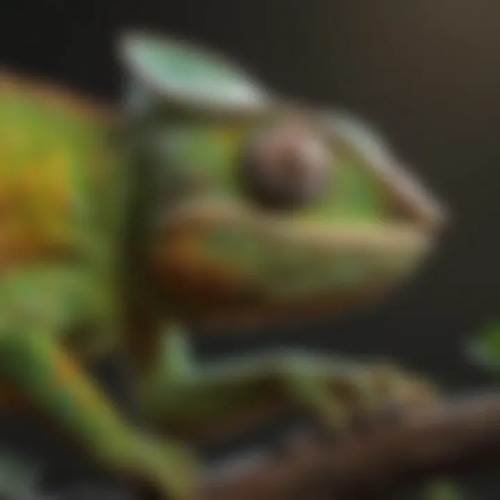 A close-up of a chameleon showcasing its color-changing ability