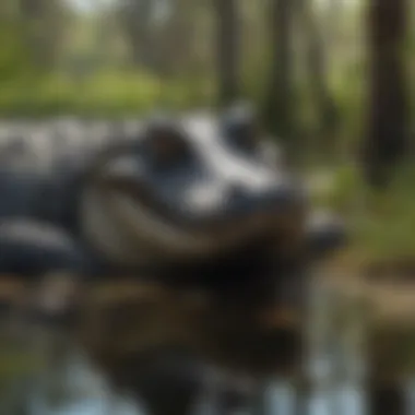 Stealthy Alligator Blending In American Alligator Camouflaged Among Wetlands