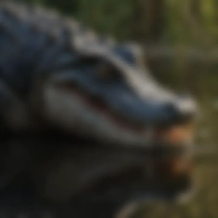 American Alligator Hunting Prey at Dusk