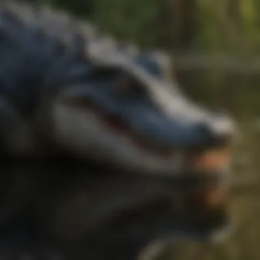 Predator's Silent Stalk: American Alligator Hunting American Alligator Hunting Prey at Dusk