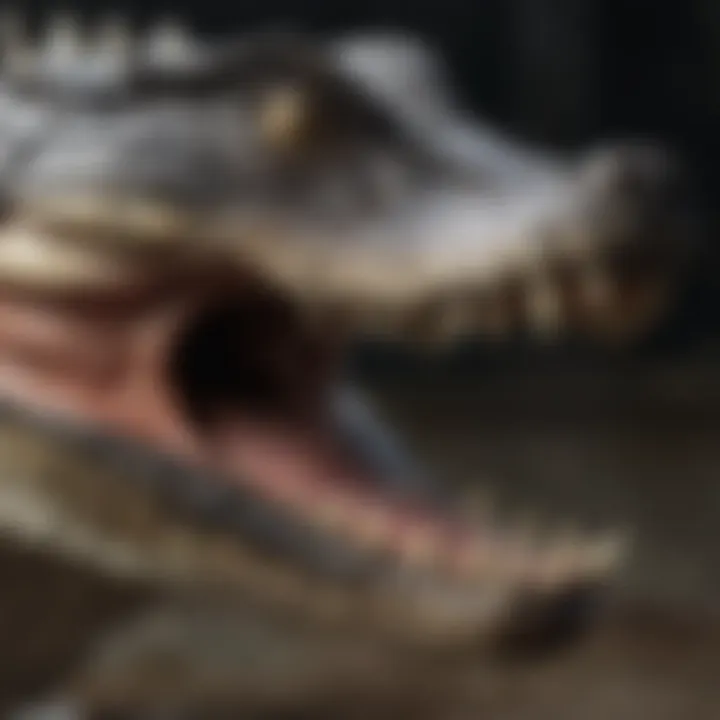 Close-up of American Alligator's Powerful Jaws