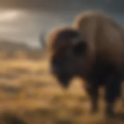 Majestic Bison Roaming in the Prairie