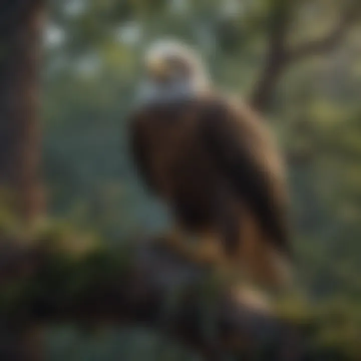 American Eagle Perched on a Treetop