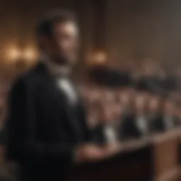 Abraham Lincoln addressing a crowd during a pivotal speech