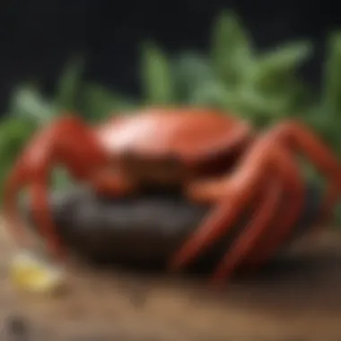 Illustration depicting the life cycle of a red crab from egg to adult.