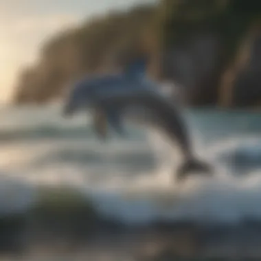 Dolphin Leaping Over Waves A playful dolphin coloring page featuring a dolphin leaping over waves.