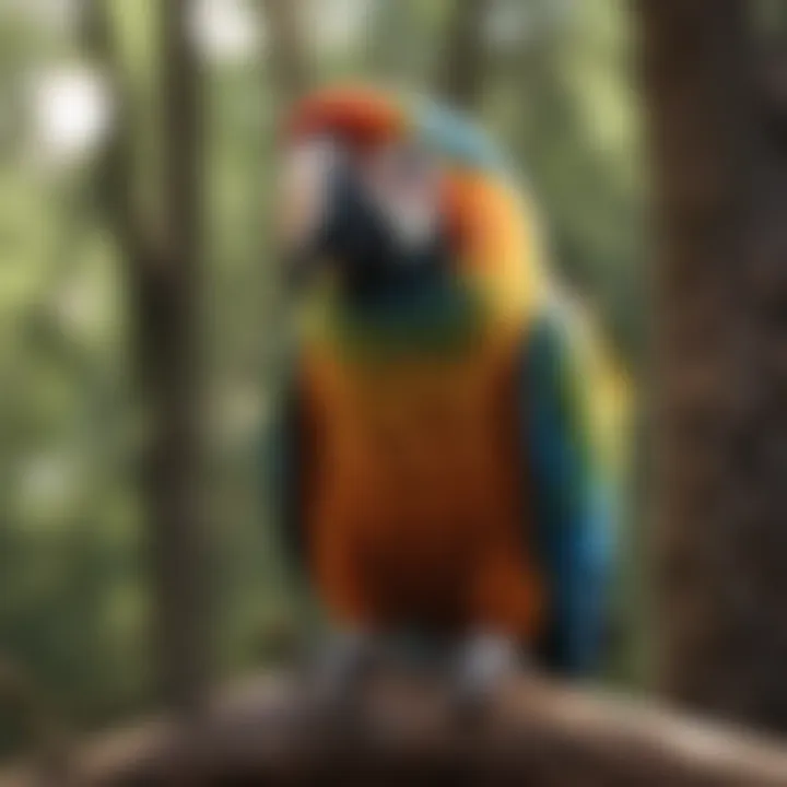 Colorful parrot perched on a branch