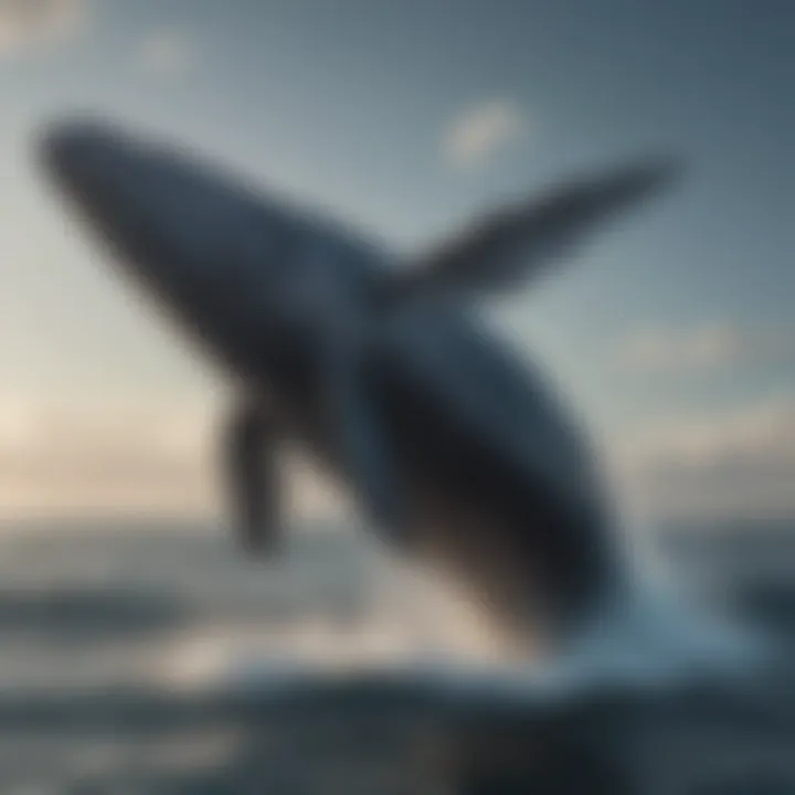 A majestic humpback whale breaching the surface of the Atlantic Ocean.