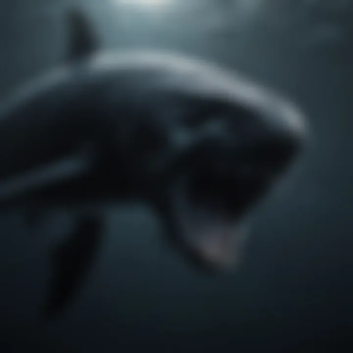Silhouette of a lurking apex predator in the deep sea
