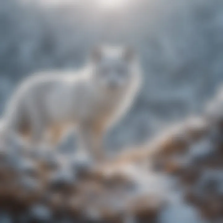 Arctic fox blending into its snowy surroundings