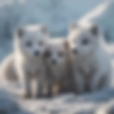 Arctic Fox Pups Playing in Icy Environment