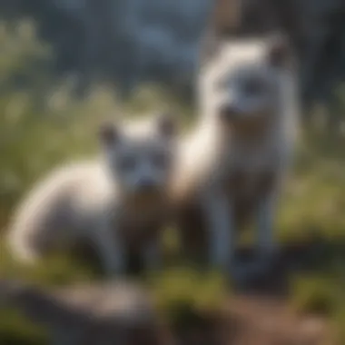 Arctic Fox Pups in Summer Setting