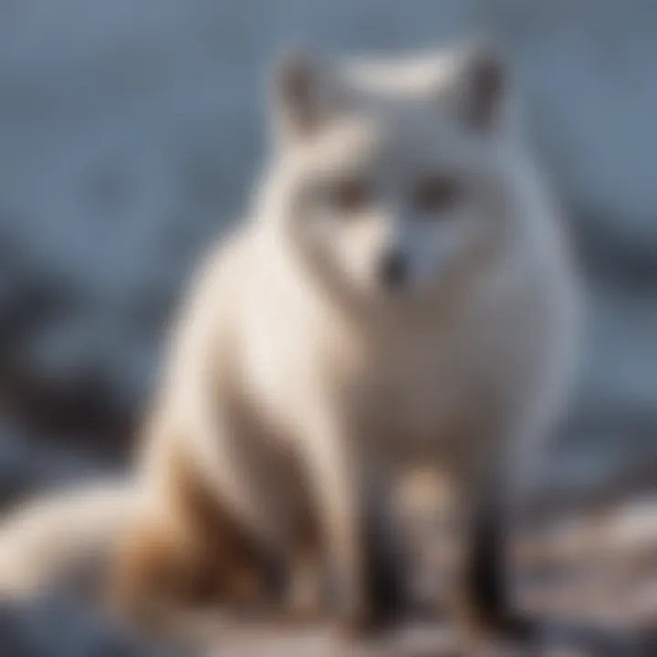 Arctic fox communicating with tail gestures