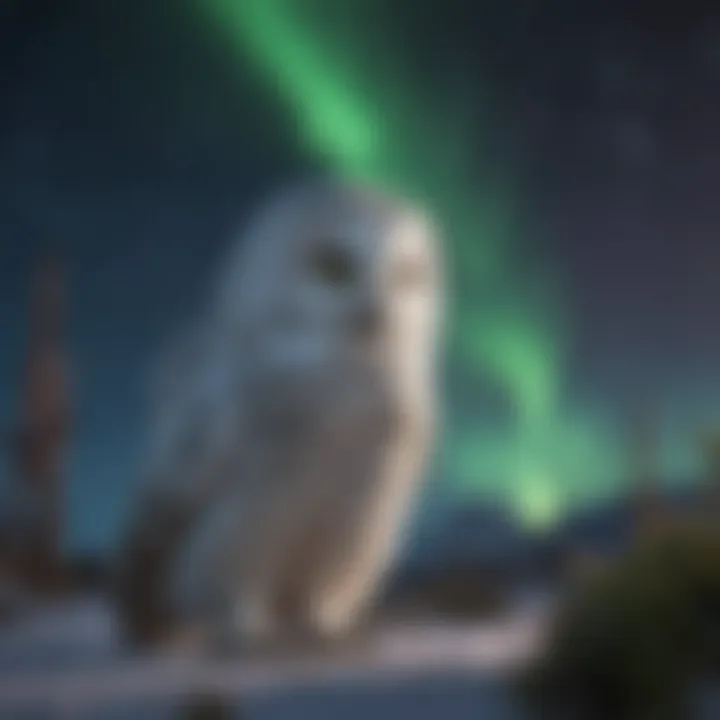 Arctic Owl Hunting Under Northern Lights