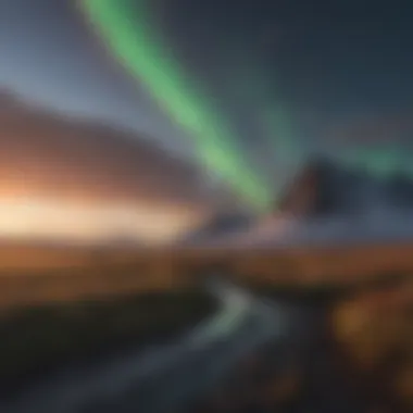 Aurora Borealis Dancing Over Icelandic Landscape