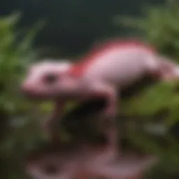 A vibrant axolotl in its natural habitat showcasing its external gills and unique coloration.