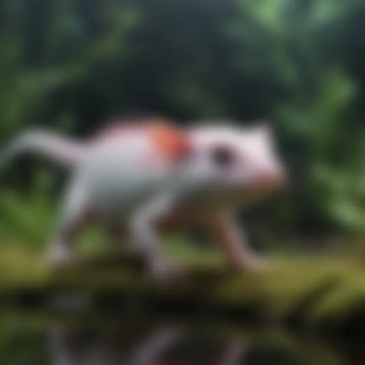 A scientific research setting focusing on axolotls with researchers observing their behaviors.