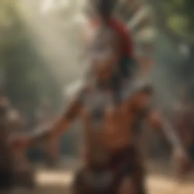 Mysterious Aztec Ritual Dance Enigmatic Aztec Priest Performing Ritual Dance