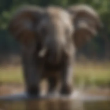 Baby Elephant Playfully Splashing in Water