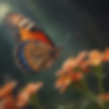 Butterfly sipping nectar from flowers