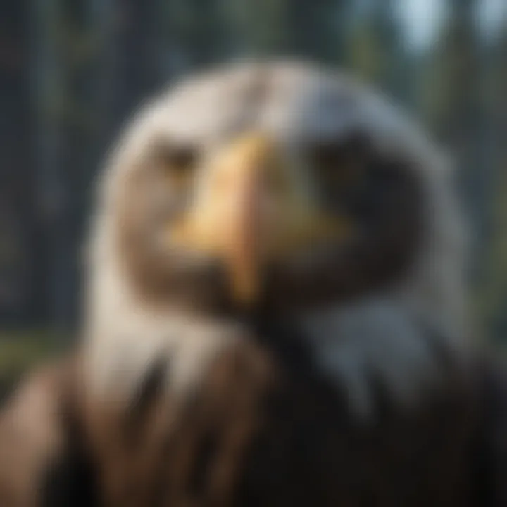 Bald eagle hunting with intense focus