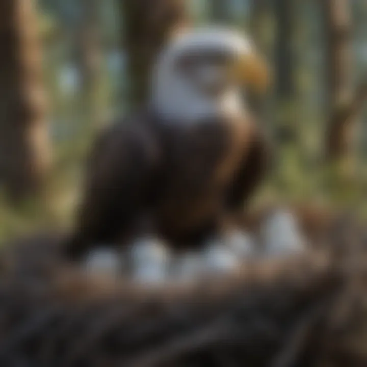 Bald Eagle nest with eggs tucked safely inside