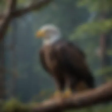 Bald eagle perched majestically on a tree branch