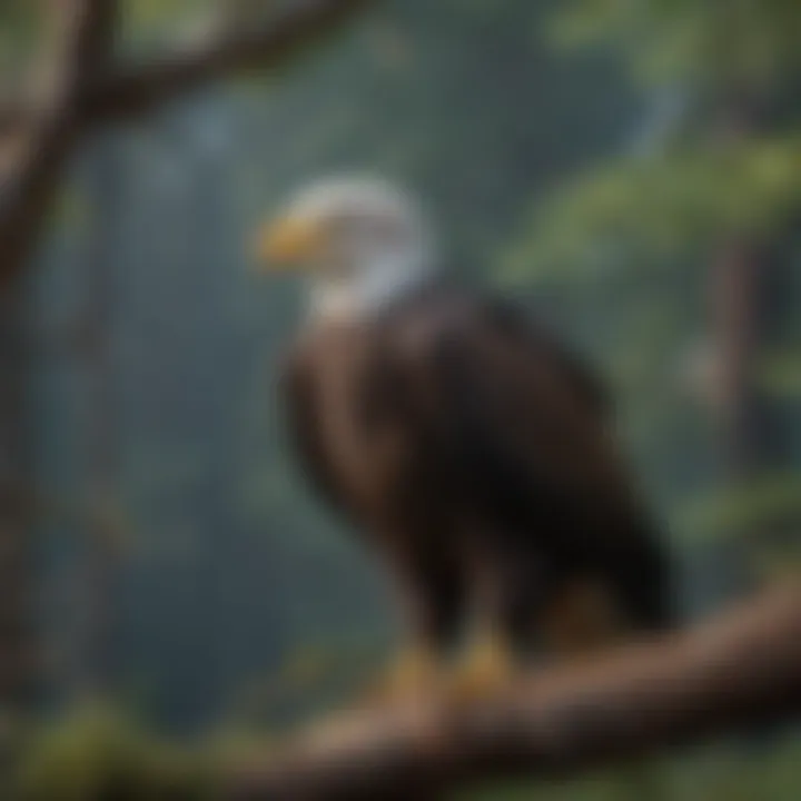 Bald eagle perched majestically on a tree branch