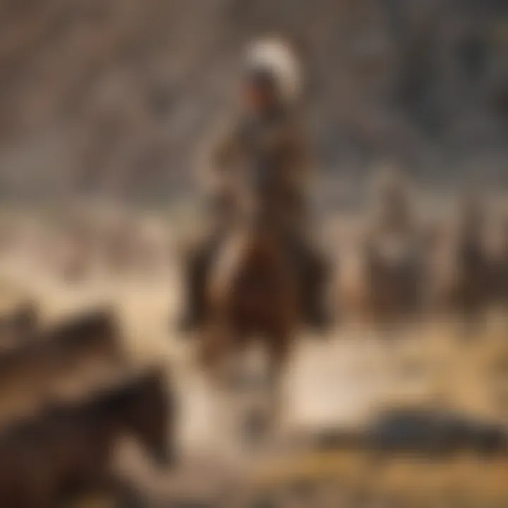 Illustration of the Battle of Little Bighorn in Wyoming
