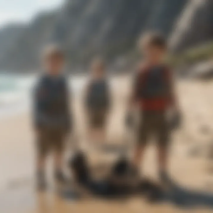 Kids participating in a clean-up drive at the beach