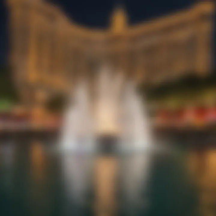 Colorful fountains at the Bellagio Hotel