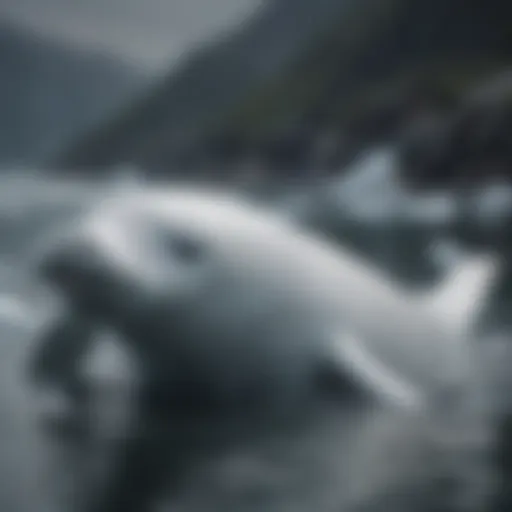 Beluga whale swimming gracefully in icy waters