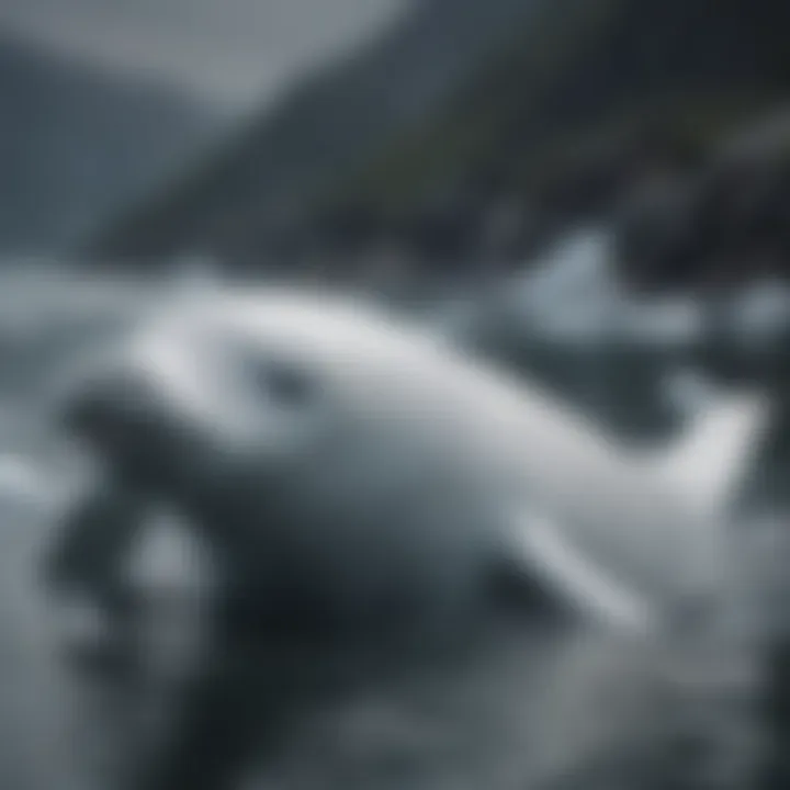 Beluga whale swimming gracefully in icy waters