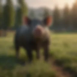 Majestic Berkshire Pig in Field