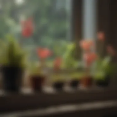 Group of diverse carnivorous plants on a windowsill