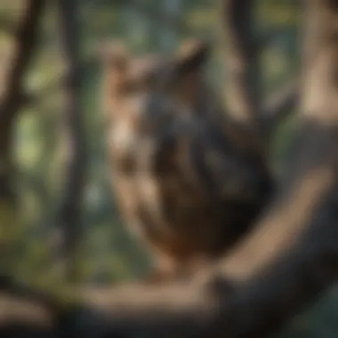 Big Horned Owl Nesting in Old Tree