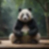 Majestic big panda in traditional Chinese painting