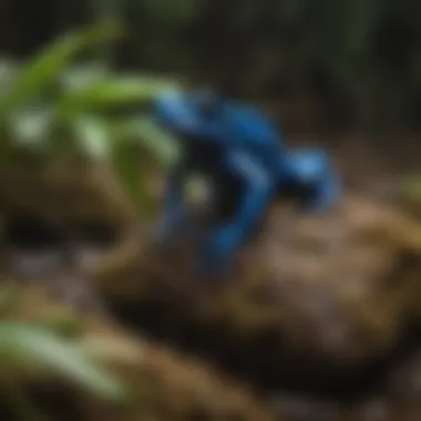 Blue Poison Dart Frog Hunting for Prey