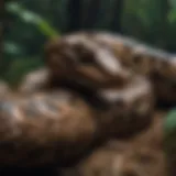 Boa Constrictor Camouflaged in the Rainforest