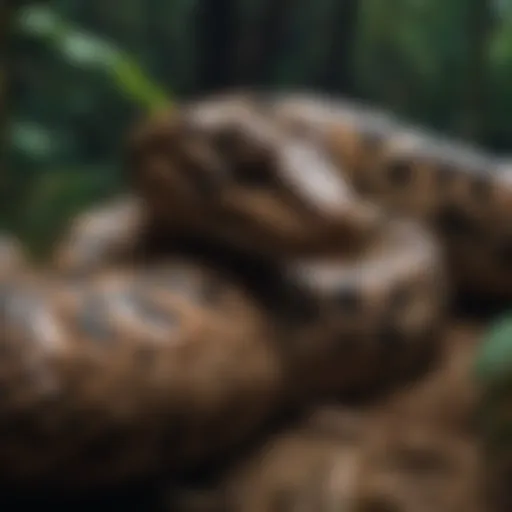 Boa Constrictor Camouflaged in the Rainforest