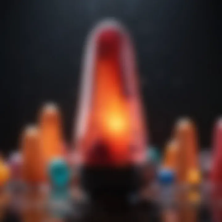 Lava lamp bubbling with colorful blobs rising