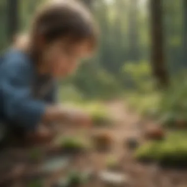 Illustration of preschoolers engaging in a bug habitat building activity