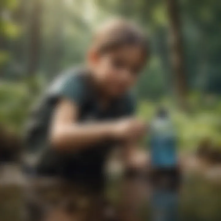 Children engaging in a water filtration project